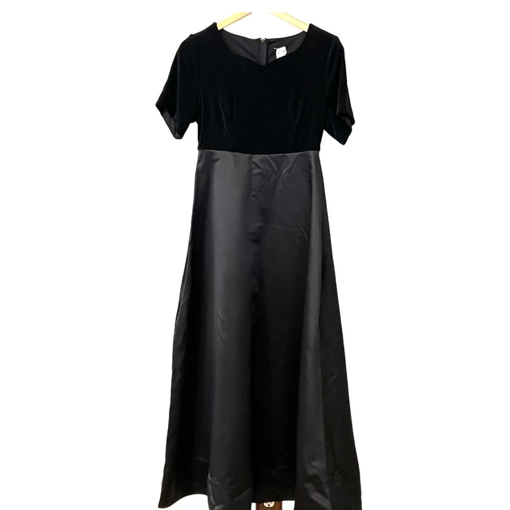 Vintage Y2K PRAISE HYMN Women's Formal Maxi Dress Short Sleeve Black Size XS